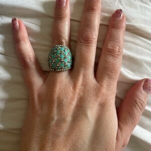Elegant Turquoise rhinestone statement Ring